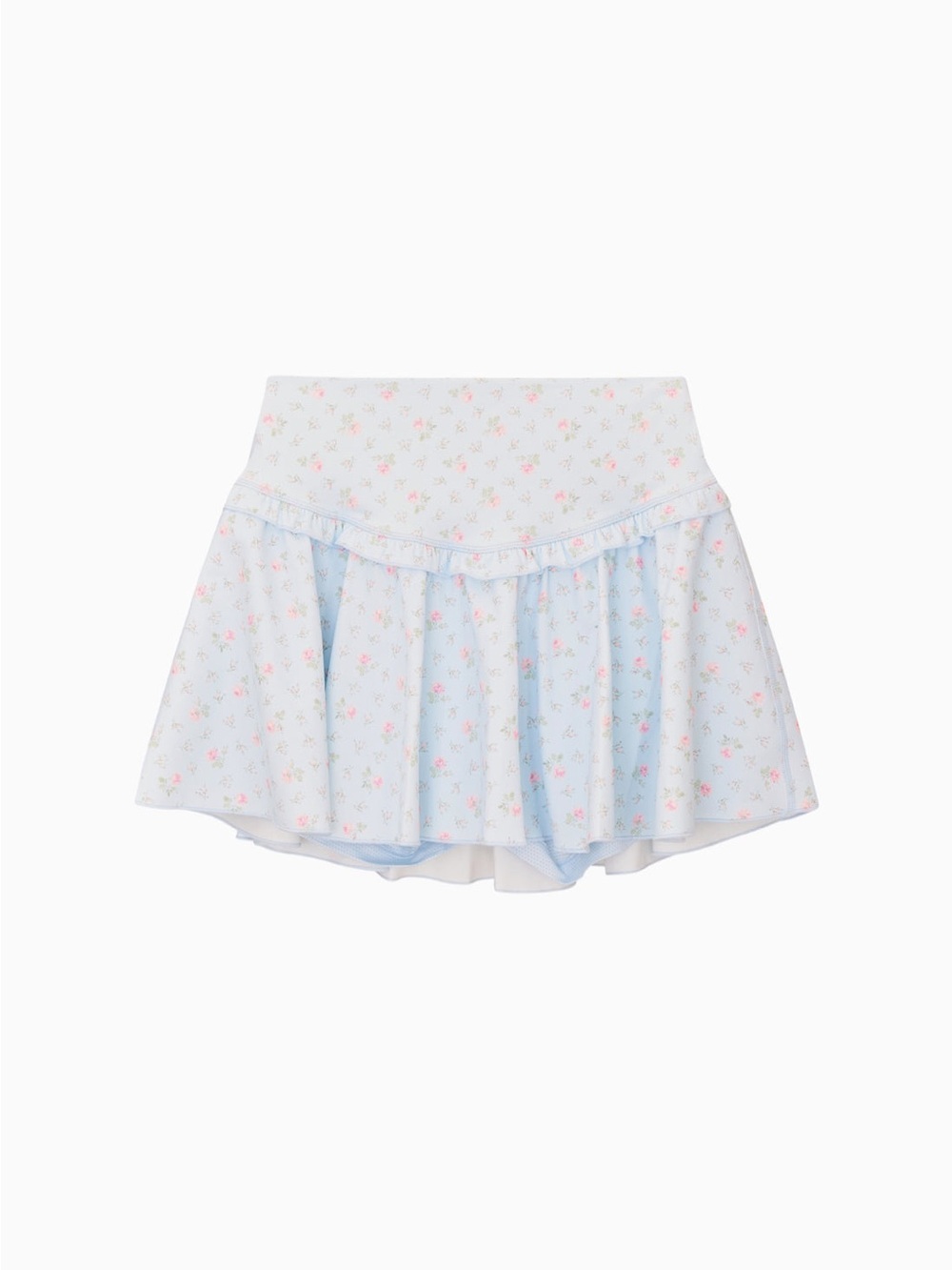 LoveShackFancy NWOT Light Blue Floral Ruffle Skort